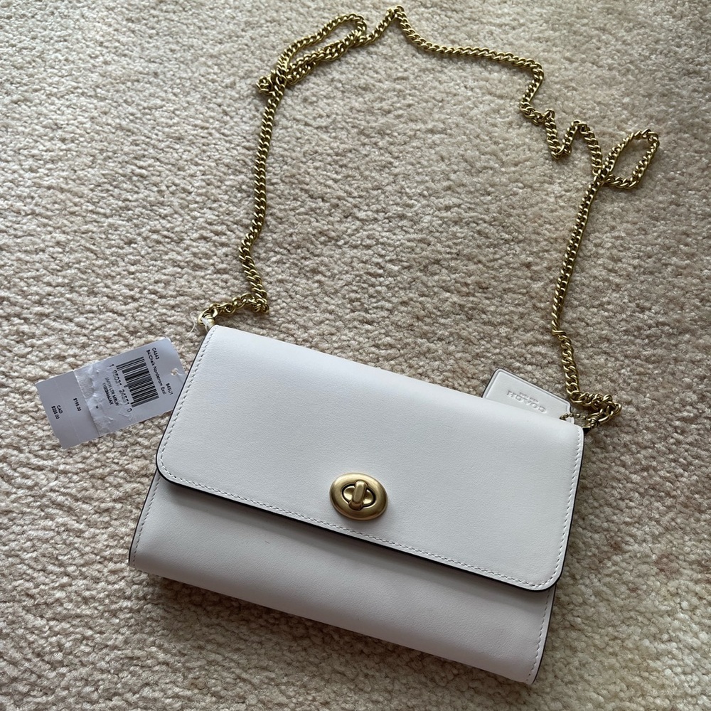 Brand new Coach White Crossbody with Gold Chain